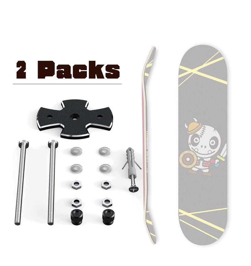 YEZRO Skateboard Wall Mount, Skateboard Wall Hanger for Skateboard Deck Display 2 Packs All Metal - BeesActive Australia