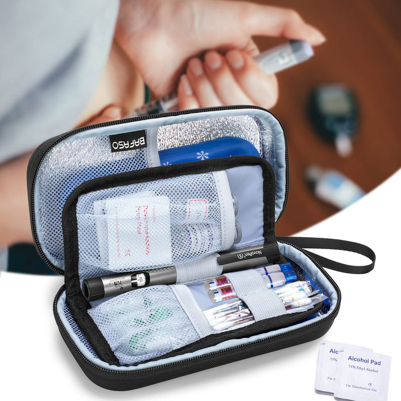 BAFASO Hard Insulin Cooler Travel Case with 2 Ice Packs, Insulin Travel Case for Insulin Pens and Diabetic Supplies, Black - BeesActive Australia
