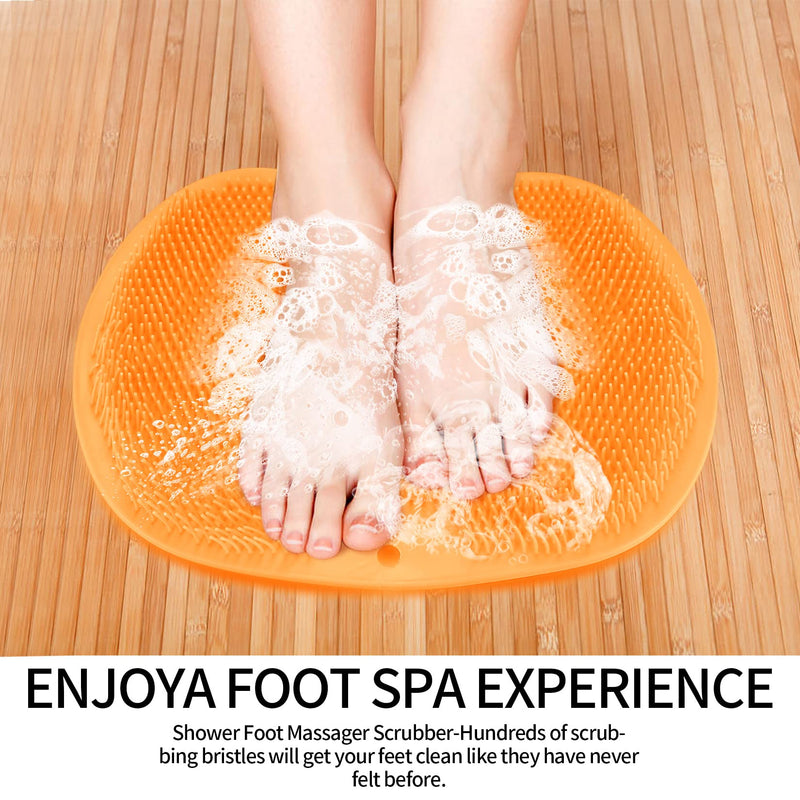 2 Pcs Foot Scrubber Cleaner Massager, Shower Foot Massager Cleaner Mat, Bath Feet & Toe Cleaner Massager Brush Pad with Non-Slip Suction Cups Massaging Bristles for Exfoliation Acupressure - BeesActive Australia