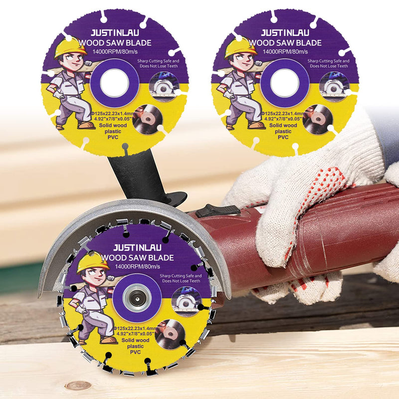 2Pcs Wood Cut Circular Saw Blade, Cutting Disc for Table Saws, Multifunctional Angle Grinder Blades Cutting Saw Blade for Woodworking, Rubber, Tire Cutting (5inch/125mm) 5inch/125mm - BeesActive Australia