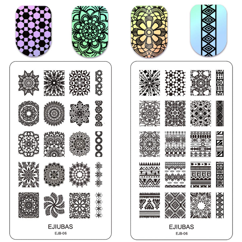 Nail Stamping Plate Nail Stamper - Ejiubas Nail Stamping Kit Nail Art Stamp 3 Pcs Nail Stamper Plates 1 Clear Nail Art Stamper DIY Nail Stamp Kit EJB-01 06 08 - BeesActive Australia