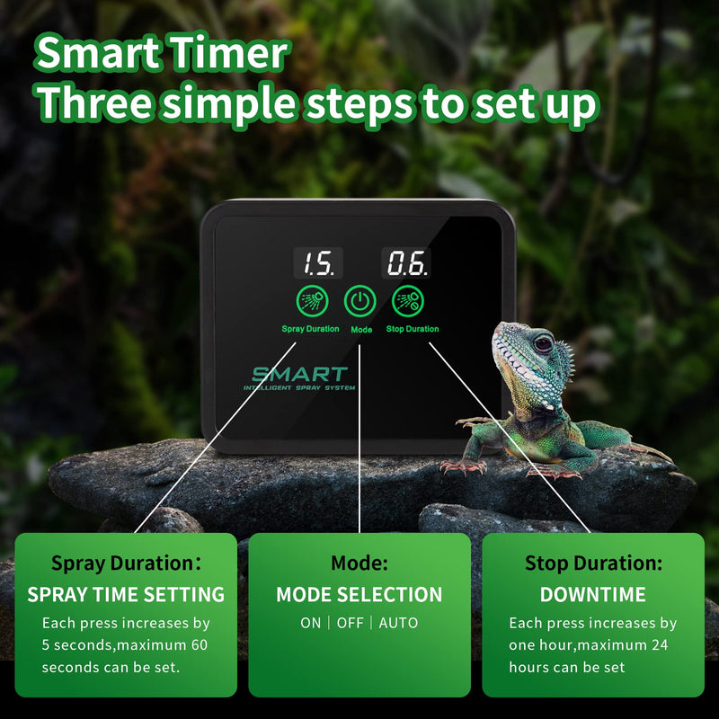 Reptile fogger Smart Spray System, Reptile Humidifiers Automatic with Timer, Reptile Mister with 360°Adjustable Misting Nozzles for Terrariums Amphibian Lizard Snake Frog Plants - BeesActive Australia