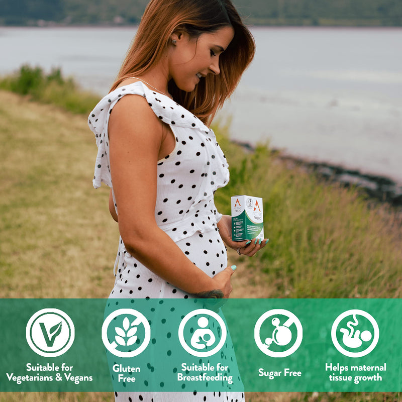 Active Folic | Folic Acid for Pregnancy | Fights Tiredness & Fatigue | Vegan Folic Acid Supplement | Containing L-Methylfolate | 60 Capsules - BeesActive Australia