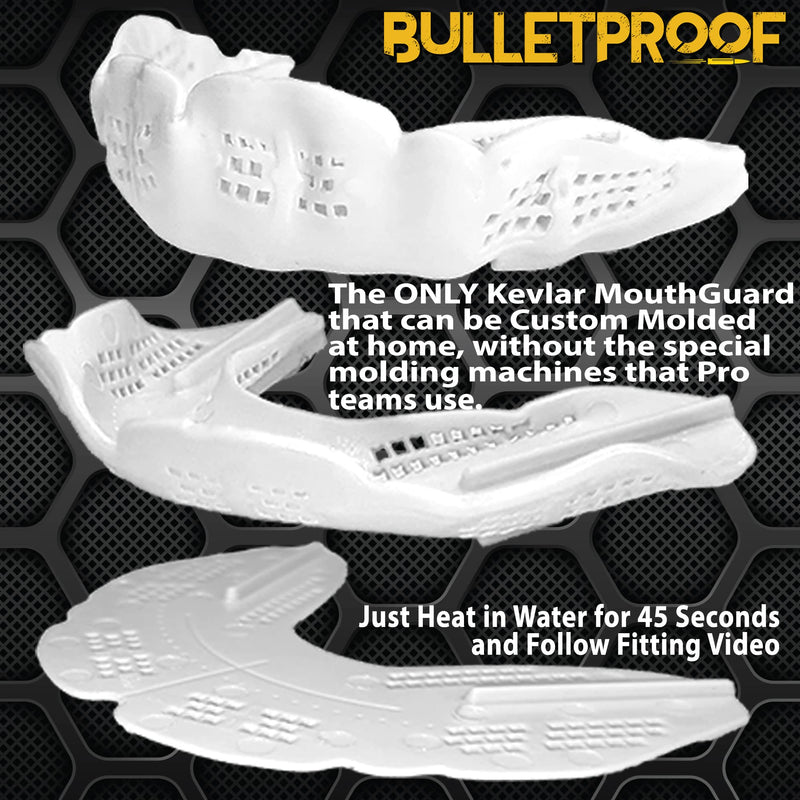 Bulletproof Kevlar: World’s Thinnest Sports Mouth Guard is 3X Stronger! Football Mouthpiece BJJ Mouthguard Lacrosse Basketball MMA Boxing Wrestling Adult Youth Kids Men Women Girl Night Guard Braces Clean White - BeesActive Australia