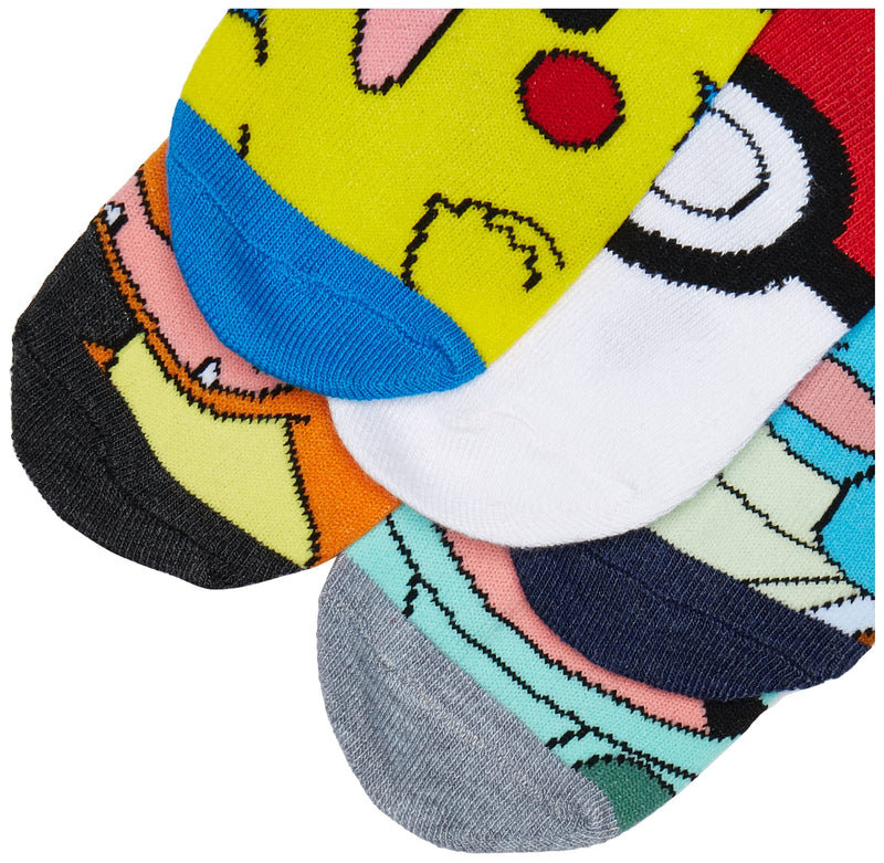 Pokemon Boys 5 Pack No Show Socks Big Boys Sock Size 6-8.5 Bright Multi - BeesActive Australia