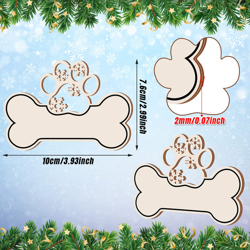 36 Pcs Christmas Dog Bone Ornaments Wooden Dog Paw Shape Hanging Ornament Wood DIY Craft with Custom Name for Christmas Tree Home Decor Gift for Pet Lovers (Cute Pattern) Cute Pattern - BeesActive Australia