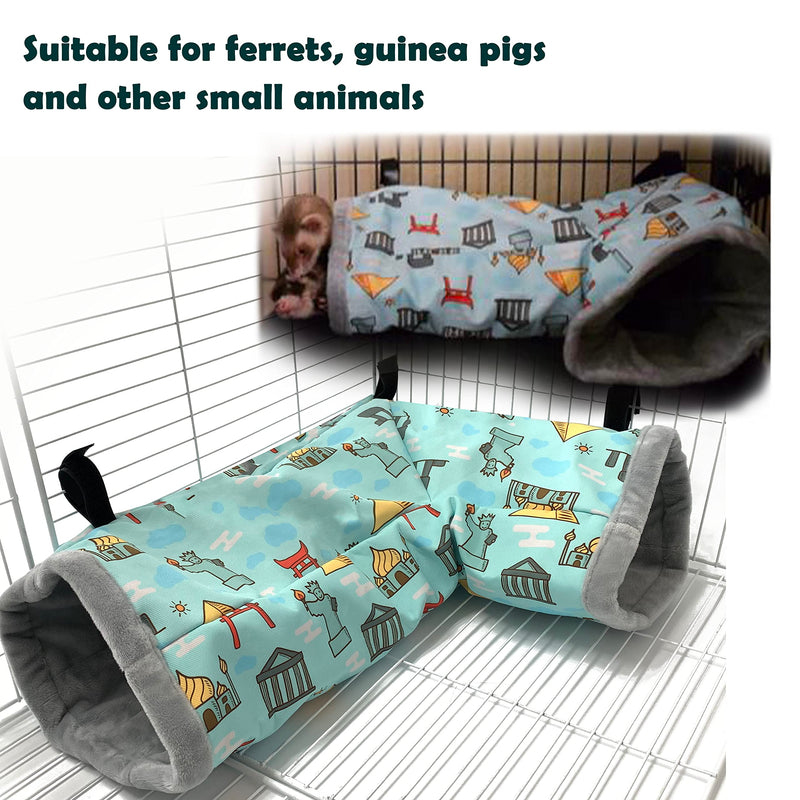 Guinea Pig Hideout Starter kit,Ferret Hammock Cage Accessories 3 Style,Double Hammock or Square House and Tunnel Bed… Teal - BeesActive Australia