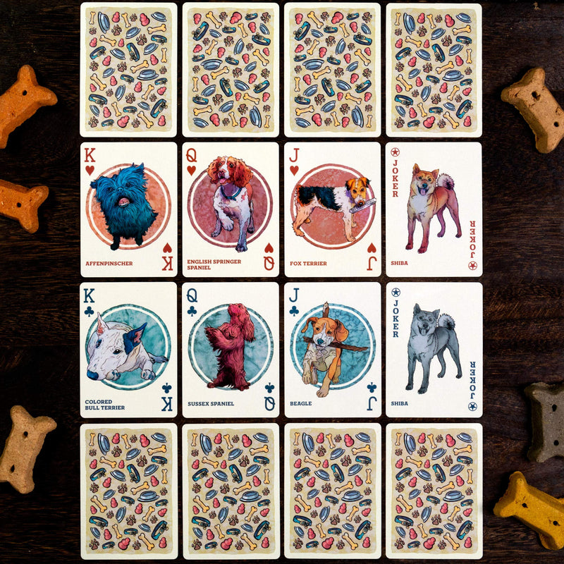 Dogs & Puppies Playing Cards - 100+ Dog & Puppy Illustrations, Two Decks of Assorted Breeds - Pictures of Pets for Animal Lovers - Family Games, Hobbies, & Collections - Cute Pet Themed Collectibles - BeesActive Australia