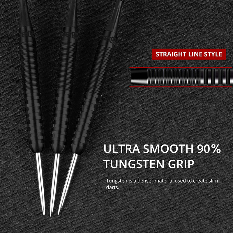 CyeeLife-90% Tungsten Steel tip Darts 21/23/26/28/30g with Carrying Case Aluminum shafts+Tool+Sharpener+18 Flights+One Piece Flights 23g Black - BeesActive Australia