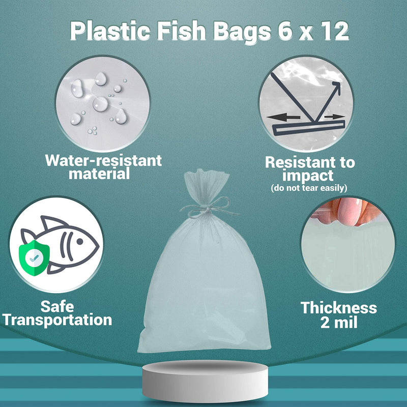 AMZ Aquarium Plastic Fish Bags, Clear Polyethylene Bags, Fish Packing Proofing Bags 6" x 12" / 50 Pack - BeesActive Australia