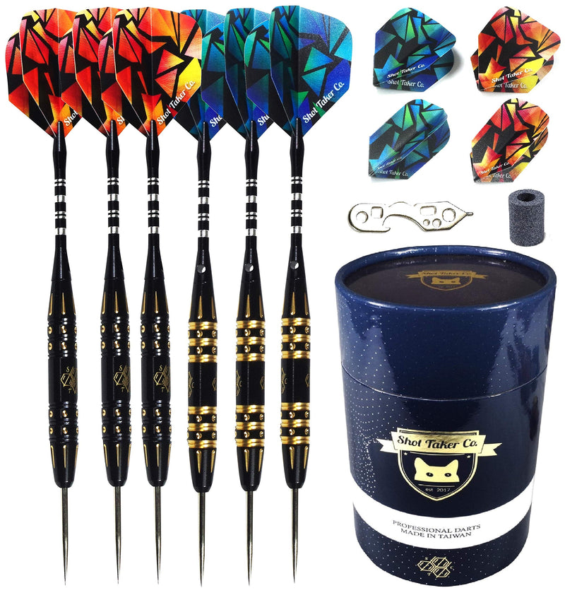 [AUSTRALIA] - SHOT TAKER CO. EST. 2017 Steel Tip Darts Set - Professional Darts with Customizable Configuration, Aluminum and Plastic Shafts, O-Rings, Flights, Dart Tool, Sharpener, Gift Case GMC-A Navy 22g 
