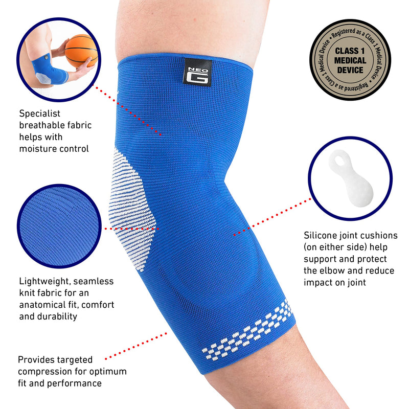 Neo G Elbow Support Brace with Silicone Patella Cushion for Joint Pain Relief, Elbow Injury, Recovery, Tendonitis, Sprains, Tennis Elbow, Golfers Elbow - Elbow Compression Sleeve - Airflow Plus - XL X-LARGE: 30 - 33 CM - BeesActive Australia