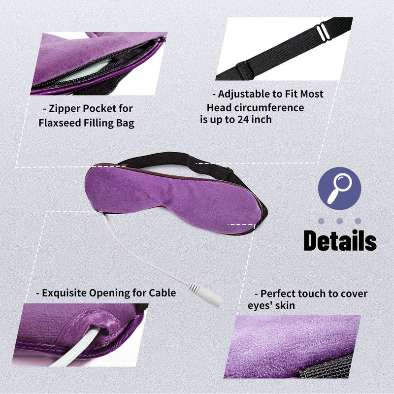 Heated Eye Mask Lavender Scented, Weighted Eye Compress with Natural Flaxseed & Adjustable Strap, Moist Heat for Men Women Dry Eyes, Blepharitis, Stye & Puffy Eyes (Lavender) - BeesActive Australia