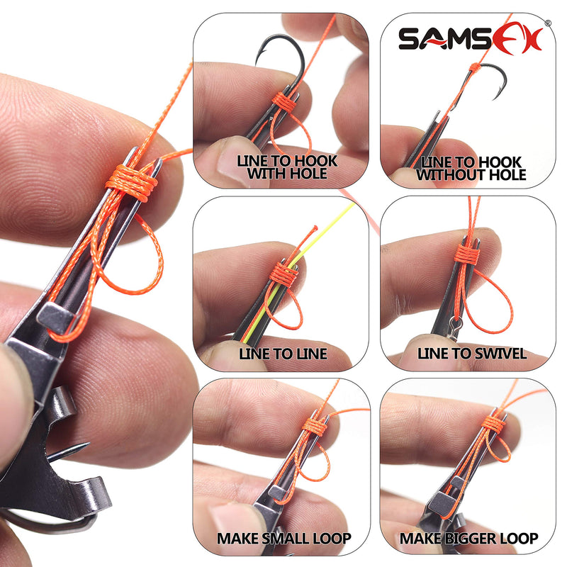 SAMSFX Fishing Knot Tying Tool Fly Fishing Line Clipper with Retractor, Accessories for Hook Sharpener, Quick Knot Tool and Hook Eye Cleaner 6 in 1 Clipper & Carabiner Style Zinger Retractor - BeesActive Australia