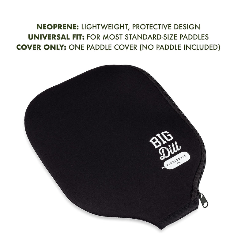 Big Dill Pickleball Co. Neoprene Sleeve Pickleball Paddle Cover - Fits Paddles up to 8.25" Wide Black - BeesActive Australia