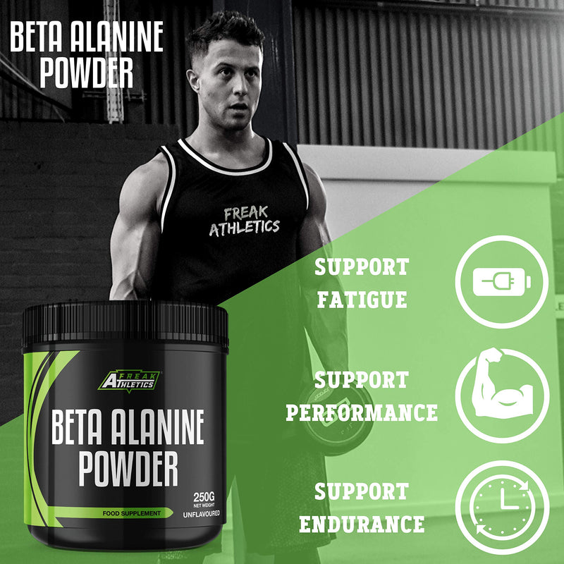 Beta Alanine Powder 250g by Freak Athletics - Premium Beta Alanine Supplement for Strength & Endurance - Suitable for Men & Women - UK Made - BeesActive Australia