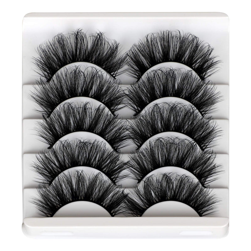 ALICROWN Mink Lashes Faux Wispy Natural Volume Lashes Pack 5D Fluffy Crossed False Eyelashes Full Handmade 5 Pairs Lashes A - BeesActive Australia