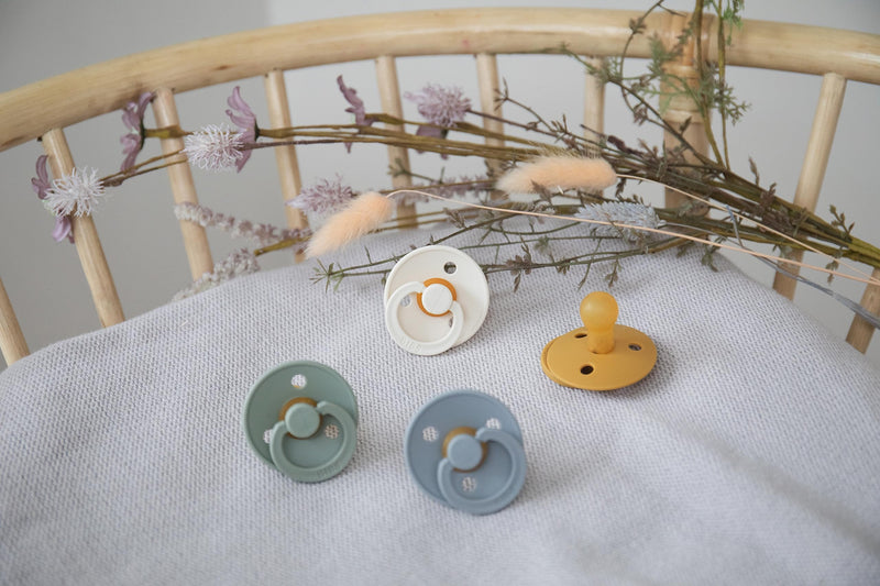 BIBS Pacifiers | Natural Rubber Baby Pacifier | Set of 2 BPA-Free Soothers | Made in Denmark | Blossom | Size 6-18 Months 6-18 Month Blossom Color - BeesActive Australia