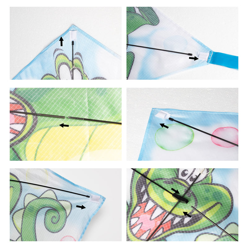 JEKOSEN 2022 New Magic Croc Kite for Kids and Adults with Tail Single Line String Easy to Fly for Beach Trip Park Family Outdoor Games and Activities - BeesActive Australia