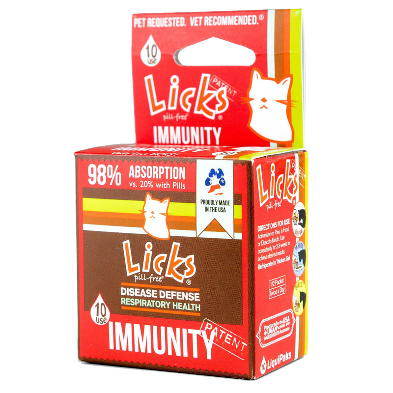 Licks Pill-Free Cat Immunity - Immune Support Cat Supplies - Respiratory Supplements for Cats - Cat Health Supplies - Gel Packets - 10 Use - BeesActive Australia