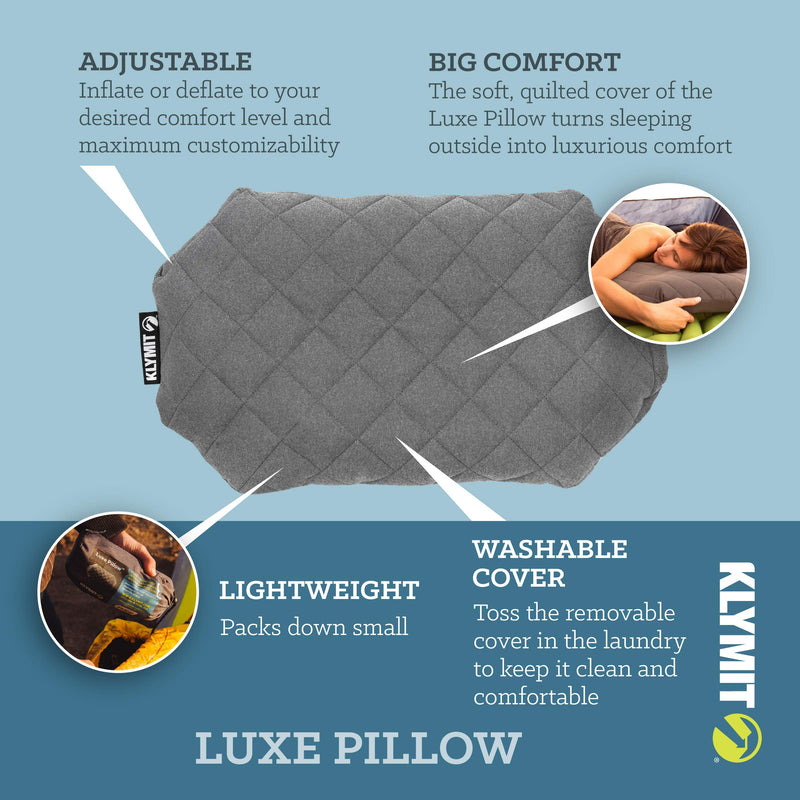 [AUSTRALIA] - Klymit Luxe Pillow - Lightweight Luxurious Inflatable Travel Pillow (New) 