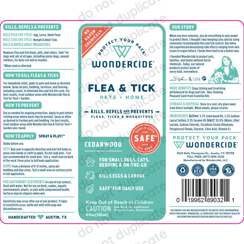 Wondercide - Flea, Tick and Mosquito Spray for Dogs, Cats, and Home - Flea and Tick Killer, Control, Prevention, Treatment - with Natural Essential Oils - Powered by Plants - Pet and Family Safe - 4 oz 2-Pack Cedarwood & Lemongrass - BeesActive Australia