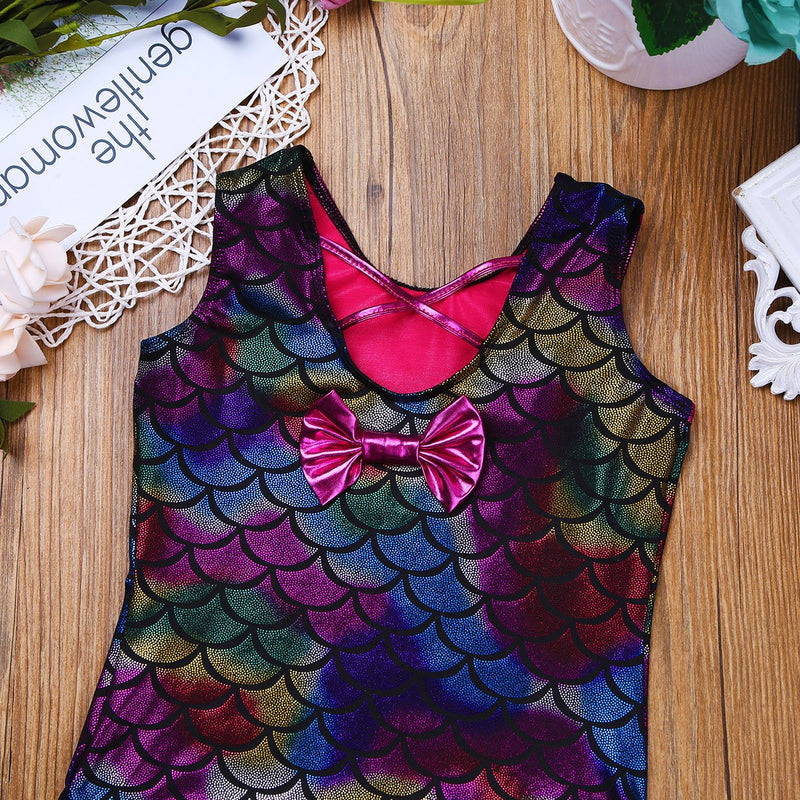 [AUSTRALIA] - Alvivi Kids Girls Sparkle Mermaid Gymnastics Ballet Dance Leotard Costumes Athletic Sports Tank Tops Outfit Colorful 5-6 