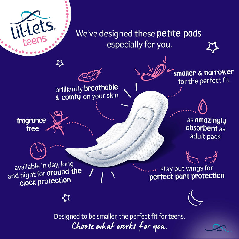 Lil-lets Teens Night Pads, 1 Pack of 10 Petite Pads With Wings 10 Count (Pack of 1) - BeesActive Australia