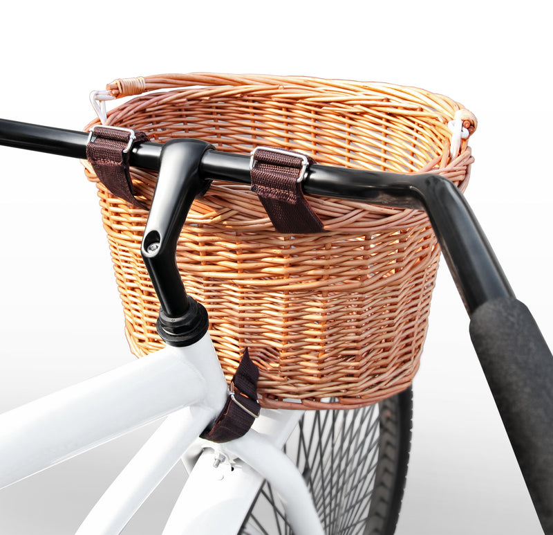 Colorbasket Adult Front Handlebar Wicker Bike Basket with Handle, 3 Velcro Straps - BeesActive Australia