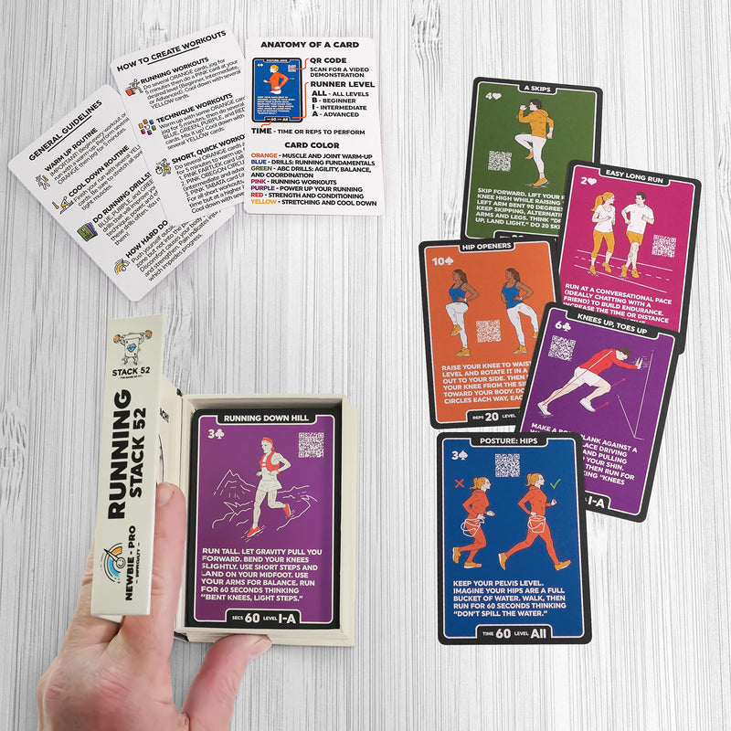 Stack 52 Running Exercise Cards: Run Faster and Further with Less Effort. Video Instruction by Certified Coach Included. Beginner to Advanced Drills. Running Stack 52 - BeesActive Australia