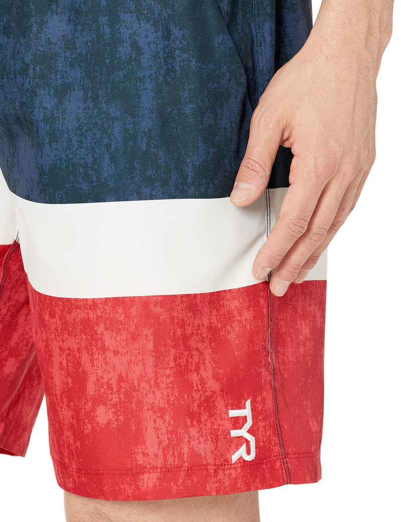 [AUSTRALIA] - TYR Mens Shoreline Swell Swim Short Red White Blue Medium 