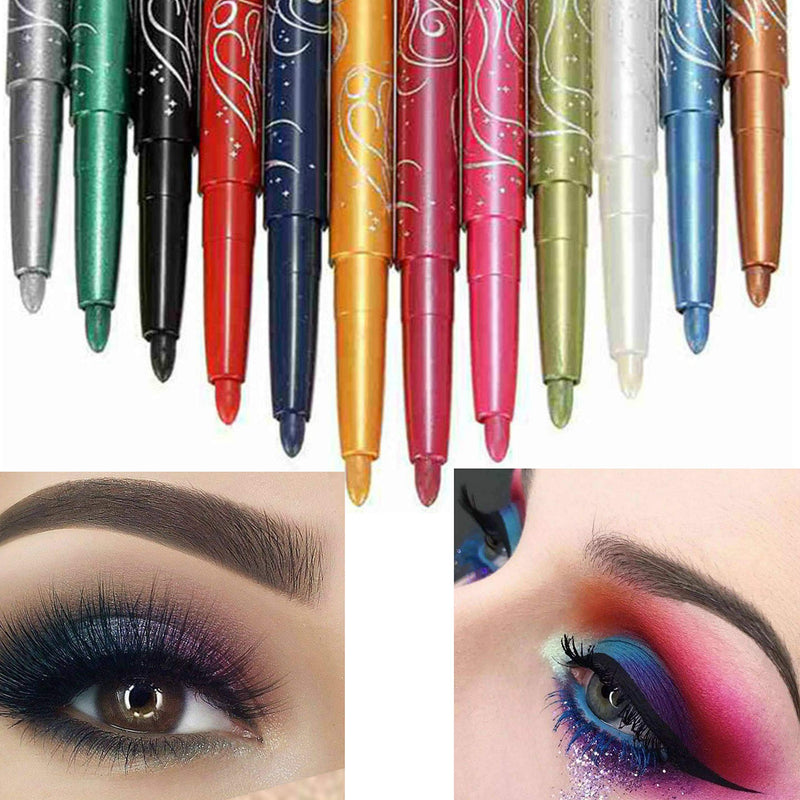 Waterproof Eyeliner, 12 Color Eyeliner, Eye Shadow Pencil, Eyebrow Pencil, Lip Liner, Multifunctional Color Painting Cosmetic Tool. (12Pcs) - BeesActive Australia
