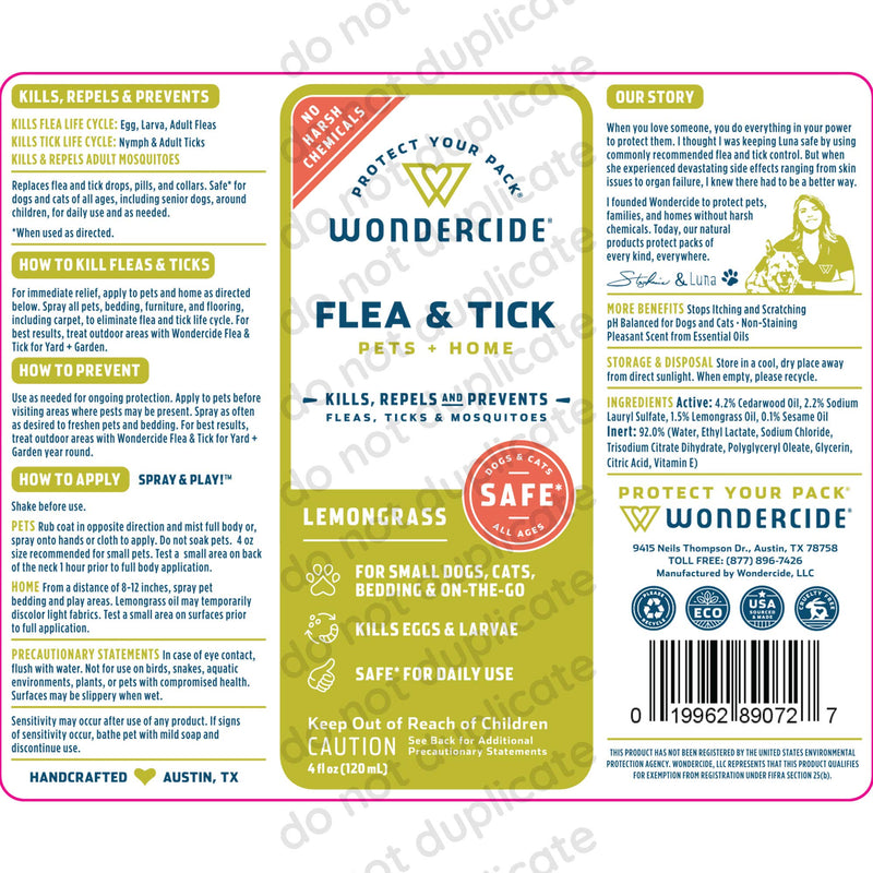 Wondercide - Flea, Tick and Mosquito Spray for Dogs, Cats, and Home - Flea and Tick Killer, Control, Prevention, Treatment - with Natural Essential Oils - Powered by Plants - Pet and Family Safe - 4 oz 2-Pack Cedarwood & Lemongrass - BeesActive Australia
