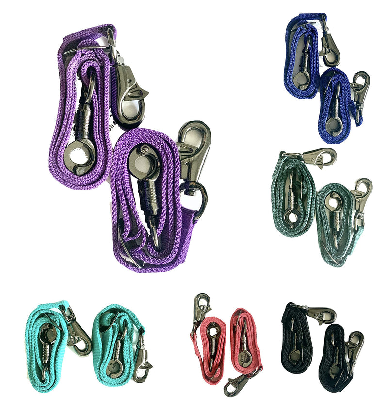Majestic Ally Pack of 2, Double Thick Trailer Tie for Horse Haulage, Cross tie with Adjustable Buckle, Panic Snap and Bull Snap – 1 Inch by 36 Inch Purple - BeesActive Australia