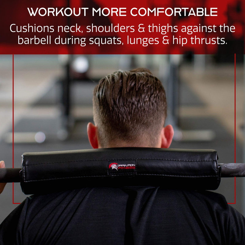 Dark Iron Fitness Barbell Pad - 15-inch, Extra Thick, Padded Cushion for Squat, Hip Thrust, Weight Training and Lunge Exercises - Squat Rack Accessories﻿ All Black - BeesActive Australia