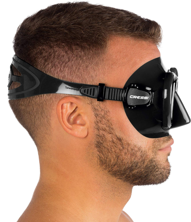 [AUSTRALIA] - Cressi Adult Free Diving Photographer Low Volume Mask with Silicone Skirt- Metis Quality Since 1946 Black Clear Lenses 