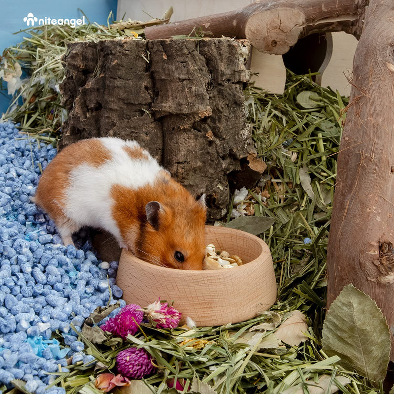 Niteangel Wooden Hamster Feeding Bowl - Small Animal Food Dish for Dwarf Syrian Hamsters Gerbils Mice Degus or Other Similar-Sized Small Pets Hammy Pattern For Syrian - BeesActive Australia