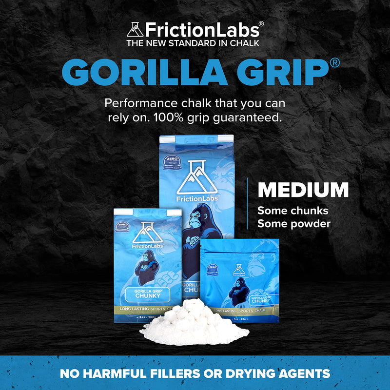 Friction Labs Premium Sports Chalk for Rock Climbing, Weight Lifting, Gymnastics, Tennis & More - Long Lasting Grip, Healthier Skin, Better Overall Performance - Endorsed by 100+ Pro Athletes 5 oz Chunky Texture - Gorilla Grip - BeesActive Australia