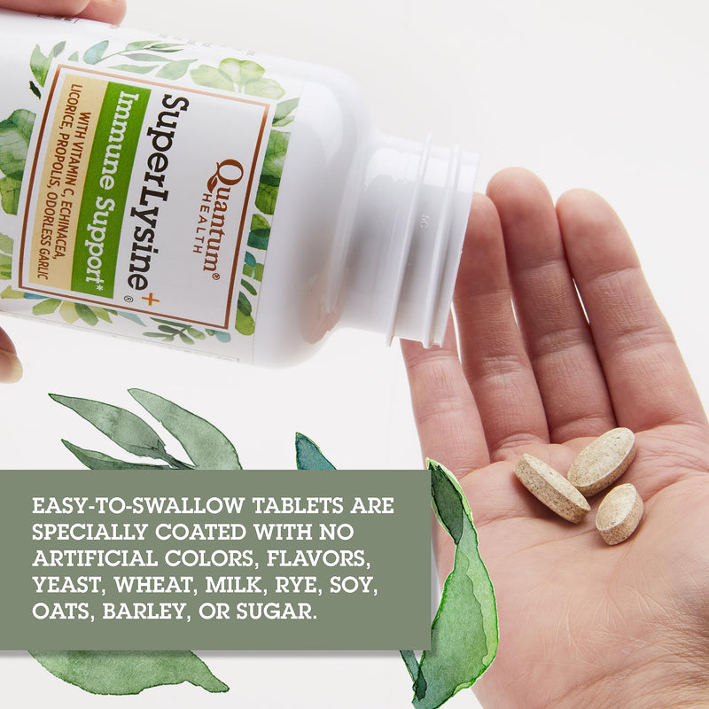 Quantum Health SuperLysine+ Advanced Formula Immune Support Supplement Lysine 1500 mg, Vitamin C Echinacea Licorice Bee Propolis & Odorless Garlic Daily Wellness Blend for Women & Men - 180 Tablets 180 Count - BeesActive Australia