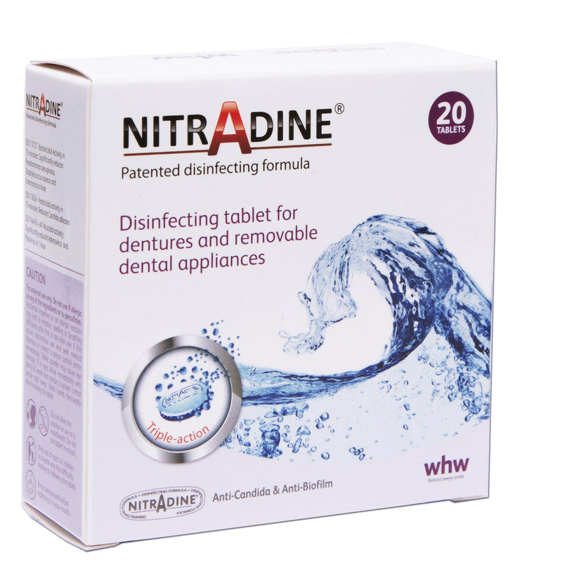 Nitradine Tablets x 2 Boxes ~ (40 Tablets) Cleaning & Disinfecting Orthodontic Appliances & Dentures - BeesActive Australia
