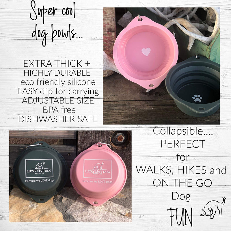 Lucky Love Dog Travel Dog Bowl | Collapsible Compact Water Dog Dish Rose - BeesActive Australia