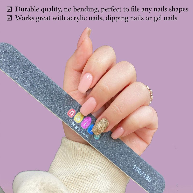 Nails Nation Nail File and Buffer Set (24 pieces) - Salon Nail Files for Acrylic, Dipping, Gel and Natural Nails -Includes Nail Shiners and Glass Nail Files- Durable and Easy to Use Manicure Kit - BeesActive Australia