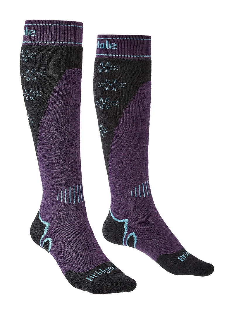 Bridgedale womens Midweight Plus Ski - Merino Endurance Socks Dark Purple Large - BeesActive Australia