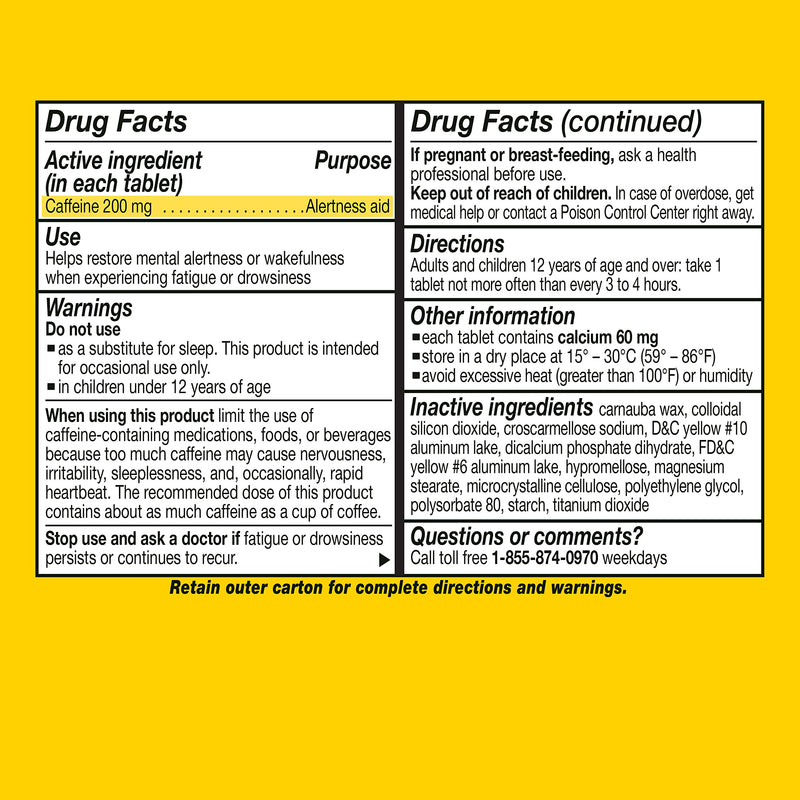 Vivarin, Caffeine Pills, 200mg Caffeine per Dose, Safely and Effectively Helps You Stay Awake, No Sugar, Calories or Hidden Ingredients, Energy Supplement, 40 Tablets - BeesActive Australia