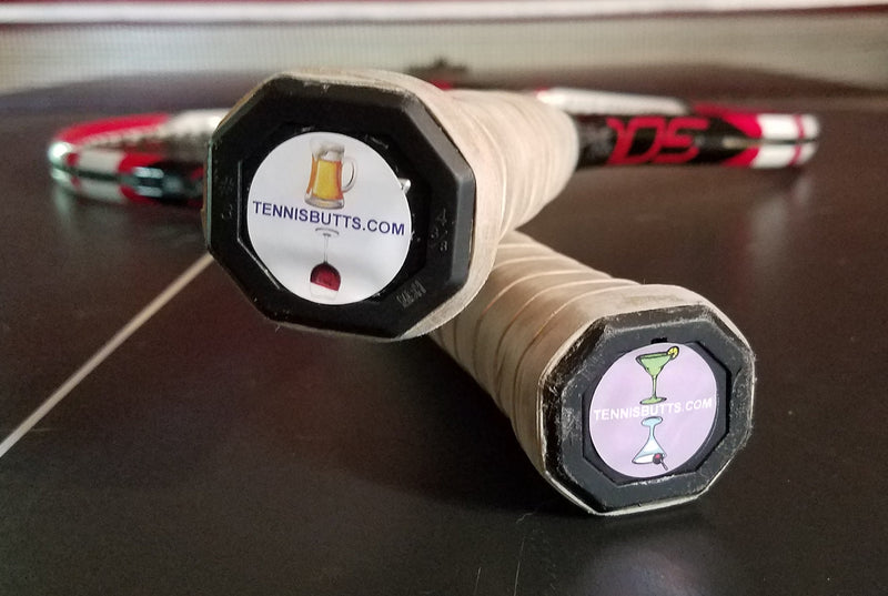 The Original TennisButts - Fun Racket Decal That Starts Your Match Off with a Laugh! Perfect Tennis Gift Box of Butts - Beer or Wine - White Background (6 packs total) - BeesActive Australia