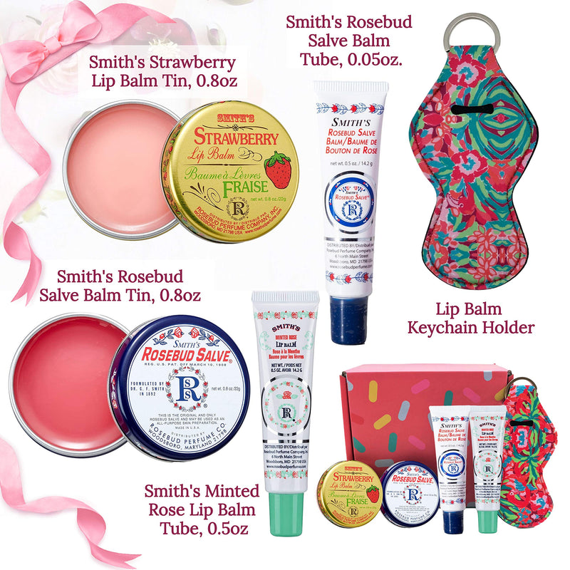 Smith's Rosebud Salve, Strawberry and Minted Rosebud Lip Balm Gift Set in Tin Can and Tube, Chapstick Holiday Collection Gifts Box-Lip Gloss Bundle Holiday Chapstick Holiday Giftbaskets - BeesActive Australia
