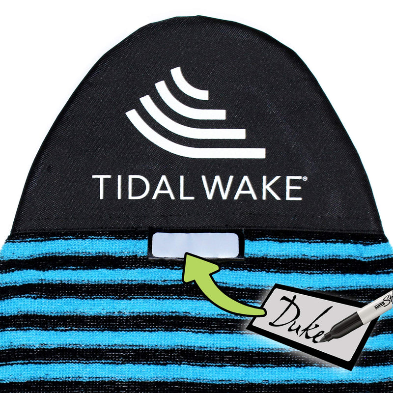 Tidal Wake TAG-IT Surf & Wake Board Sock Bag with Built-in Name Tag, Round Nose Style, 60", Tag Your Bag - Personalize with Your Name! Blue - BeesActive Australia