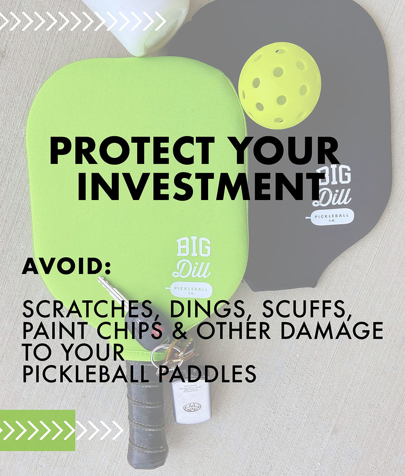 Big Dill Pickleball Co. Neoprene Sleeve Pickleball Paddle Cover - Fits Paddles up to 8.25" Wide Black - BeesActive Australia