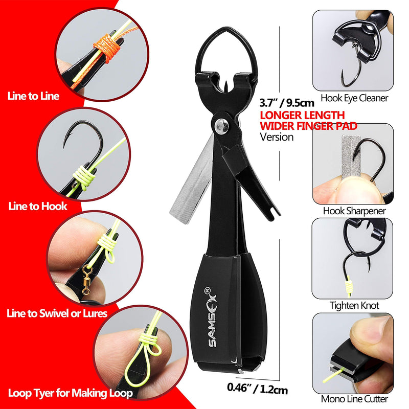 SAMSFX Fly Fishing Knot Tying Tools Quick Knot Tool for Fishing Hooks, Lures, Flies, Trout Line Backing, Come with Zinger Retractors - BeesActive Australia