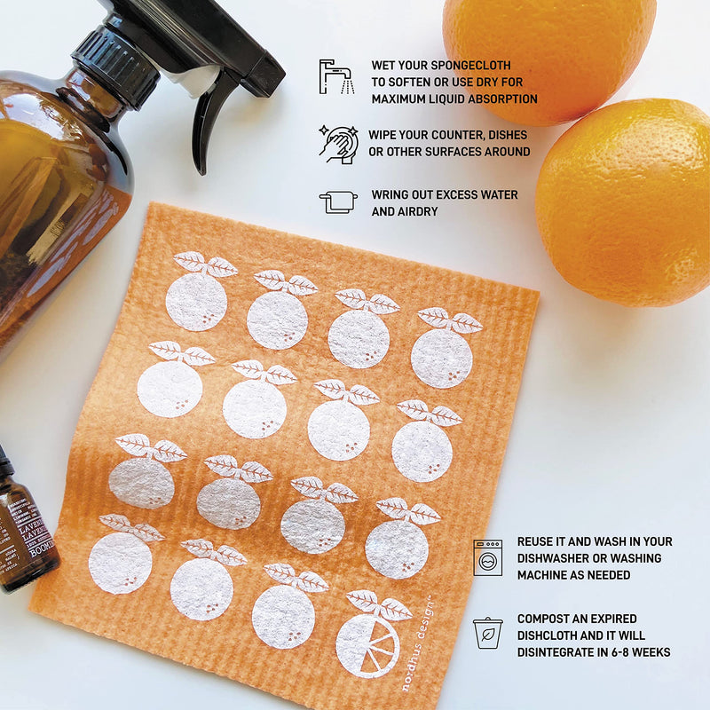 Nordhus Design Swedish Dishcloths - Original Reusable Swedish Dishcloths Replace Paper Towels, Sponges and Dish Rags - Eco Friendly, Biodegradable, Absorbent and Quick Drying Cellulose Cloths Fruits & Florals - BeesActive Australia